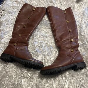 Michael Kors Shearling-Lined Snow Boots Rubber Lug Soles Brown 7GUC